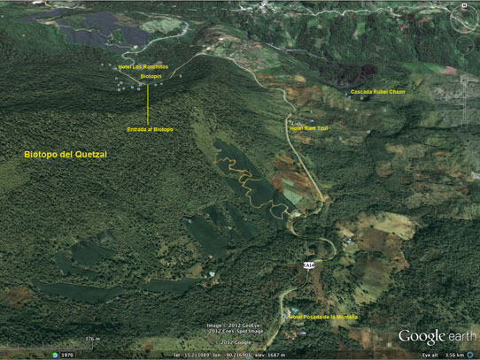 Mapa del Corredor Biológico del Bosque Nuboso. Foto: biotopodelquetzal.tumblr.com